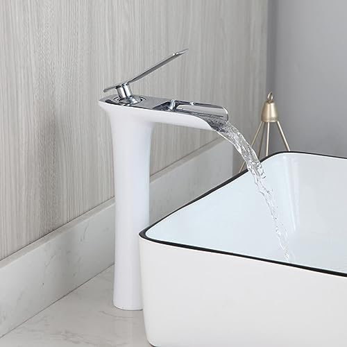 VFfotO Deck Montiert Becken Waschbecken Badezimmer Wasserhahn Waschbecken Wasserfall Einhand-Armaturen Heiße Und Kalte Mixer Wasserhahn