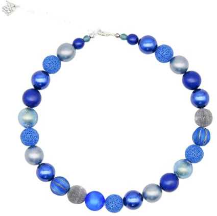 Feliss Handmade: Ketten aus Perlen, Halskette Damen. Statement Kette 45 cm lang. Choker Halsband, aesthetic Necklace Schmuck. Beads Perlenkette für Frauen (Deep Sea)