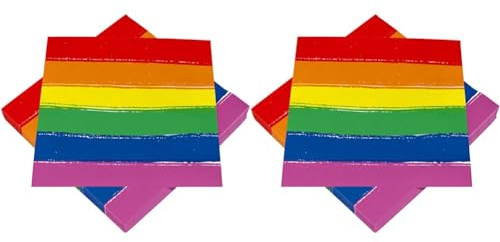 HEKU 100 Servietten, 3-lagig, 33x33cm, Regenbogen, Saugstark und praktisch verpackt, Ideal für Hochzeiten, Jubiläen und besondere Anlässe (Packung mit 2)