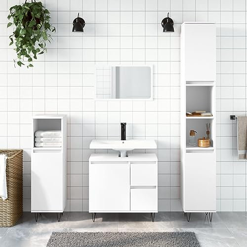 BaraSh 3-TLG. Badmöbel-Set Weiß Holzwerkstoff BadmöBel-Set MöBel Badezimmer