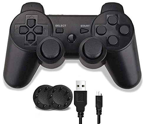Controller P3, controller wireless Play3, doppio shock Gamepad per Play 3, controller Sixaxis con cavo di ricarica e manopole Thump