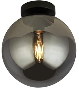 Licht-Erlebnisse Kleine Kugel Deckenleuchte Rauchglas Schwarz E27, Ø25 cm, Esszimmer, Wohnzimmer, Küche, Kugellampe Decke, blendarm, Deckenlampe Modern