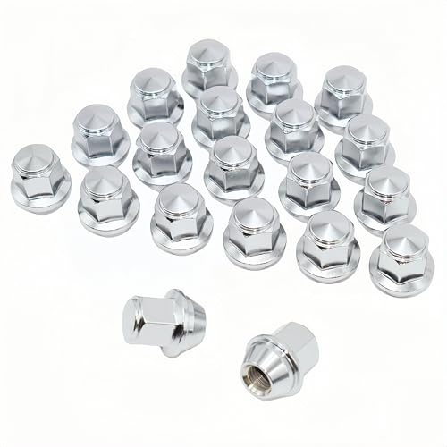 WZHUIDA 20 Radmuttern Kegelbund 60° M12 x 1,5 X 32, Kompatibel Mit Ford Focus Fusion Fiesta Fabrikräder, OEM Original Einteilige Chrom-Radmuttern