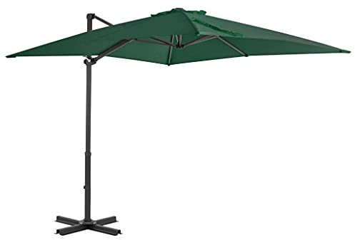 ShCuShan Ampelschirm mit Aluminium-Mast Windsicherung Ampelschirm Sonnenschirme FüR Terrasse Garten Sonnenschirm Grün 250 x 250 cm