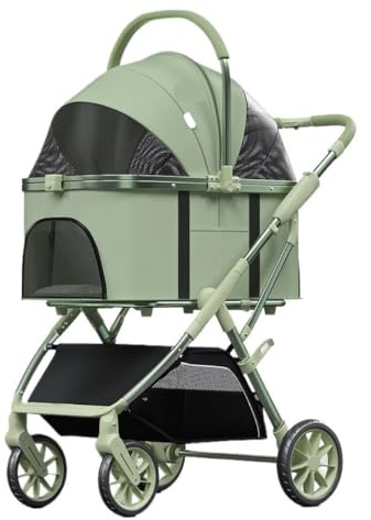 Hundebuggy Hundewagen Zusammenklappbarer Hunde-Kinderwagen Mit Aufbewahrungskorb, Reise-Haustier-Katzen-Kinderwagen Mit Rädern, Welpen-Kinderwagen Für Mittelgroße Und Kleine Hunde Katzenwagen Katzenbu