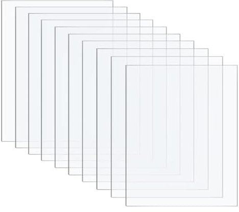 Elodyunhc 10 Pezzi Fogli Acrilici Trasparente (10x15cm) 1mm Spessore, Lastre Plexiglass, Lastre Metacrilato Trasparente per Cornice per Foto, Visualizzazione di Progetti, Pittura