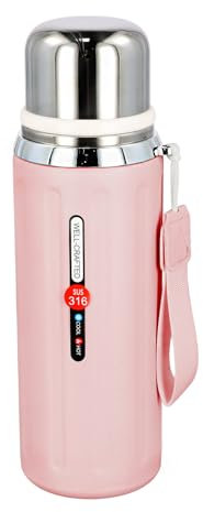 Thermosflasche, Trinkflasche Edelstahl 800ml, Thermobecher, Thermoskanne mit Teesieb, Vakuum Isolierte Flasche, Wasserflasche Metall, Auslaufsicher (Rosa)