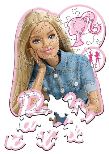 Trefl - Holzpuzzle: Barbie, Modische Lieblings-Barbie | 50 Teile, Formen-Puzzle Wooden Puzzle, Unregelmäßige Formen, 10 Figuren, Modernes Puzzle für Kinder ab 5 Jahren
