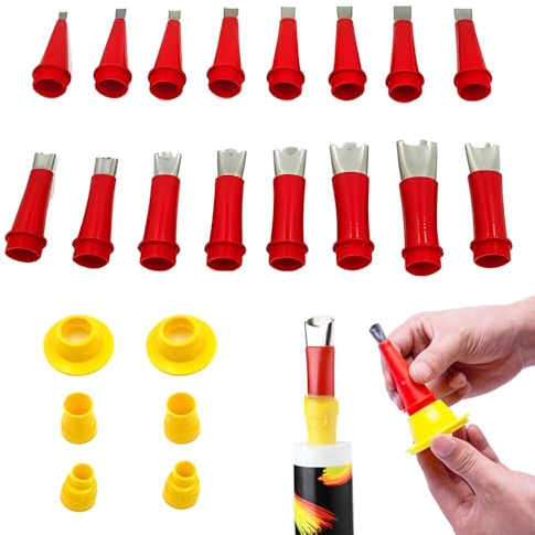 Ein Satz einteiliger Edelstahldüsen, Universal Integrierte Gummidüse Werkzeug Kit, Silikon Spitzen Kartuschenspitzen, Verschiedene Größen Kartuschenspitzen Transparent Silikontüllen (22)