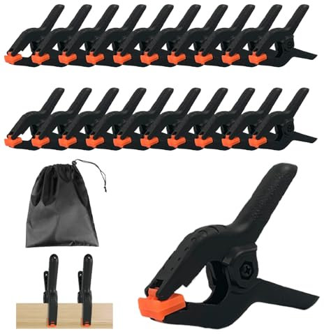 20 Stück Klemmzwingen Set, Kunststoff Federklemmen Spannweite (3.5cm), Dauerhaft Befestigungsklammern Mit Beweglichen Klemmbacken, Federzwinge Für Fotostudio Holzbearbeitung Handwerk