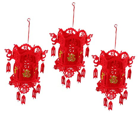 Uonlytech 3piezas Farol De Palacio Carácter Chino Fu Faroles Chinos Para Festivales Decoración Para Bodas Festival De Primavera