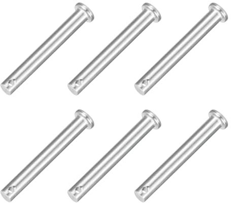 QUARKZMAN 6 Stück 5/16 x 2-3/8 Einloch-Splintbolzen, 304 Edelstahl Flachkopf-Splintbolzen Anhängersicherung für Trailer-Riegel, Mechanikerreparatur, Möbelinstallation, Industrieanlagen