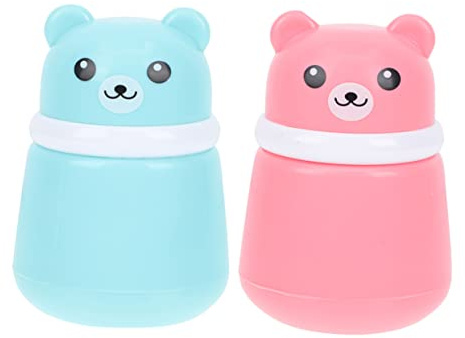 Happyyami 2 Stück-Pack Bär Babypuder Dose PP Puderbox mit Schwamm zur Körperpflege Wiederverwendbar Hygienisch Praktisch zum Mitnehmen