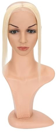 Kvinnors topper av människohår 10 tum naturlig hårlinje hårlapp håravfall handkrok spets enkel knut hår osynlig peruk(Bleach Blonde)