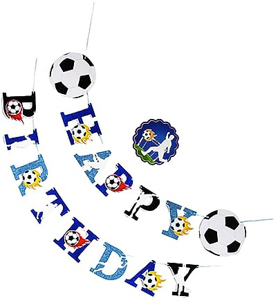 ERINGOGO Football Theme Birthday Bunting Garland for Boys Party Decoration Colorful Hanging Flag Banner for Soccer Themed Celebrations Room Decor Photo Backdrop Supplies