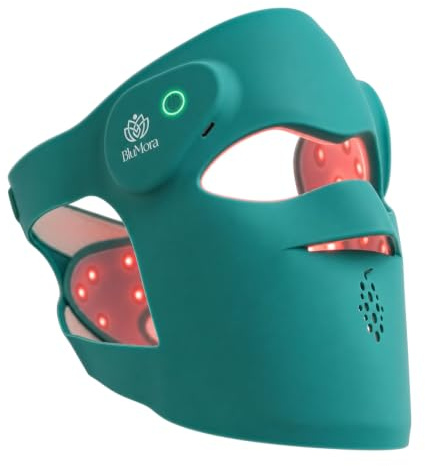 BluMora Mascarilla LED fototerapia - máscara de terapia de luz roja inspirada en el cuidado de la piel coreano - 8 modos de color con luces azules, rojas y NIR - Diseño ligero 3D para