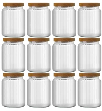 pantrytine Lot de 12（500ml） Bocal en Verre Hermétique - Bocal en Verre avec Couvercle - Pot Epices Verre - Pots et Bocaux de Conservation