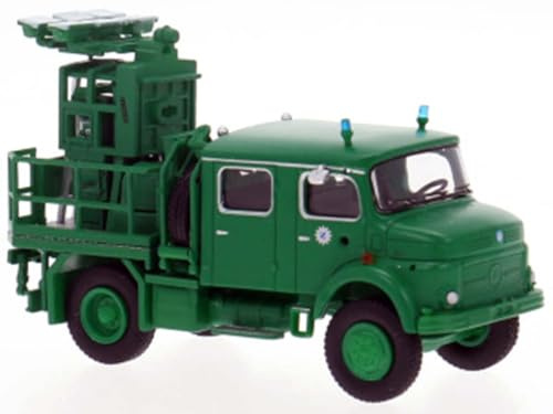 Brekina MB LA911 Lichtmastwagen Polizei minzgrün, Polizei München Nr. 47193 1/87 /BRN2502