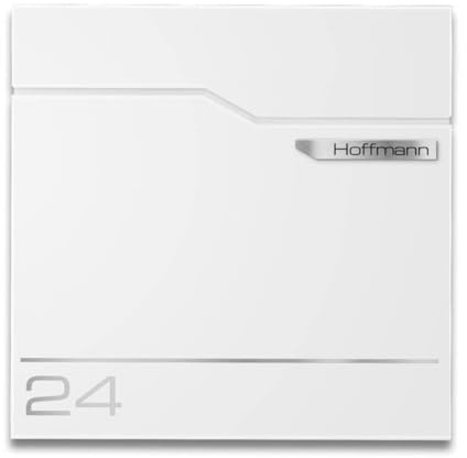 Metzler Exklusiver Briefkasten in Verkehrsweiß RAL 9016 Hoffmann - Wandbriefkasten in Weiß mit V2A Edelstahl-Namensschild - Postkasten inkl. Zeitungsfach - Größe: 37 x 37 x 10,5 cm