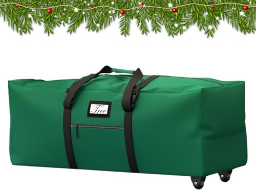 Christmas Tree Bag,Tear-Resistant Holiday Decorations Tote - Rolling Christmas Tree Bag with Wheels,for Garland Travel Outdoor College Kitchen Bedroom Living Room Garage Moving Packing