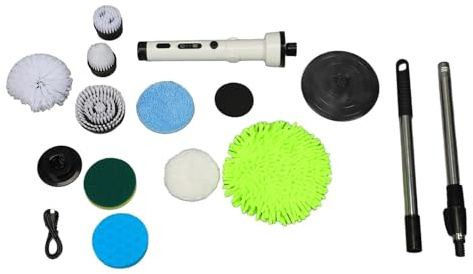 Taidda Fregadora Giratoria Eléctrica, Fregadora de Ducha Inalámbrica con Cabezales de Cepillo Reemplazables y Desmontable, para Limpieza de Lechada de Azulejos de Piso de Baño