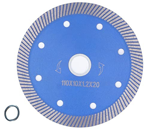 Compatible with Angle Grinders - Diamond Saw Blade for Concrete Ceramic Tile Marble Stone and Thin Iron Sheet - 110 mm Diameter x 10 mm Segment Height x 20 mm Bore x 1.2 mm
