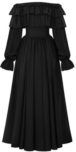 Elegant axellös aftonklänning med blommig spetsapplikationer, utsvängd kjol för festliga tillfällen, svart, XL