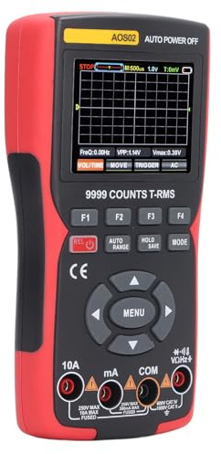 Cocoarm Multímetro de Osciloscopio, Osciloscopio Digital Portátil ABS y Multímetro Digital 9999 Cuentas con Almacenamiento de Datos USB de Doble Fusible para Pruebas Eléctricas y Reparación de Campo