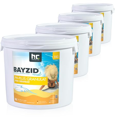 Höfer Chemie 4 x 5 kg pH Plus Granulat BAYZID (pH-Heber) sorgt für eine schnelle und zuverlässige Anhebung des pH-Werts in Pool und Schwimmbad
