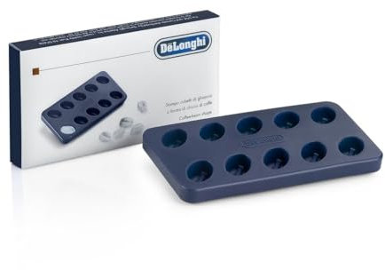 De'Longhi Ice Tray, Stampo per Ghiaccio, A forma di Chicchi di Caffè, Ideale per Caffè Gelato, Stampo con 10 Scompartimenti per Cubetti a forma di Chicco, Silicone