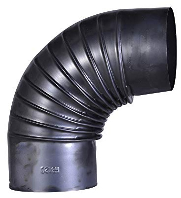 FIREFIX O120/B Blauglanzblech Bogen 90°, starr, ø 120 mm - Ofenrohre aus Stahlblech, 0,6 mm stark, gebläut, innenliegend gemufft, Längen lasergeschweißt