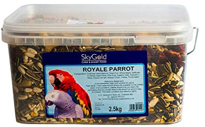 SkyGold Royale Parrot Seed 5l Tub - Parrot Seed Mix for African Greys, Parakeets, Cockatiels, Balanced & Healthy Cage & Aviary Bird Food with Peanuts