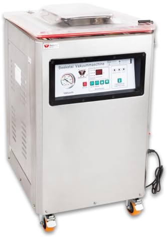 Beeketal 'DZ-400F' Profi Kammer Vakuumierer mit 2 Impuls Schweißleisten mit Impuls Folienschweißgerät, elektronisch gesteuertes Vakuumiergerät mit 20m³/h Absaugvolumen, Standgerät mit Rädern