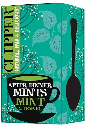 Clipper Organic After Dinner Mint & Fennel Infusion Tea Bags | 20 Infusion Peppermint & Fennel Sachets | Caffeine Free Teabags | Eco-Conscious Herbal Tea Bags
