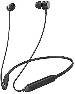 Lenovo Audio HE15 Wireless Earphones for Sports, 12 Hours Playtime, Bluetooth 5.0, Microphone, IPX5 Sweat and Water Resistant for Gym, Running, Yoga, Cycling, Black