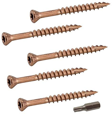 200 x Schrauben 5 x 50 mm Farbe braun Edelstahl A2 Terrasse Hartholz + 1 Aufsatz GRATIS