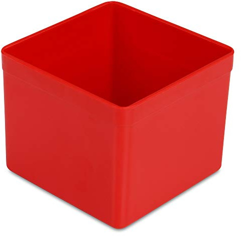 1a-TopStore 10 Stk. Einsatzkästen Einsatzboxen Schubladen-Einsatzkasten Sortierboxen, 32 Größen, 5 Farben (rot, 54x54x45 mm)