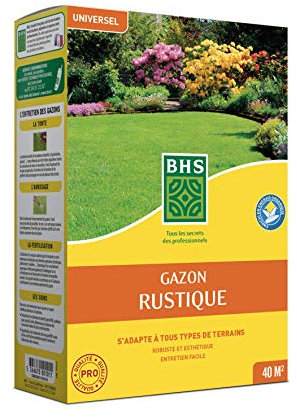 BHS GRU1 - 1kg - 40m² - Gazon Rustique plus résistant et mieux protégé - Rapide et Durable - Tous Types de Terrain et Climats, Robuste