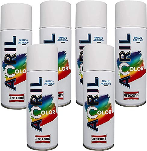 Vernice spray confezione 6 pezzi bomboletta smalto acrilico valvola autopulente per tutte le superfici arexons (Grigio Antracite RAL 7016)