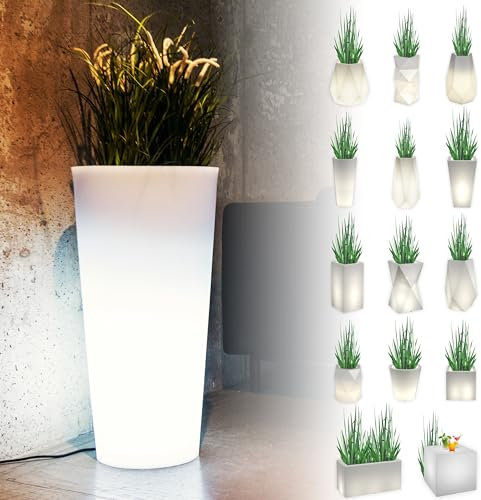 Monumo®️ Leuchtender Blumentopf Groß 80 cm x ⌀40 cm | geeignet für Haus, Büro, Garten, Patio, Hotel, Restaurant, Balkon und Terrasse, gemütliche Innenlampe, moderner Gartentopf (Habana)