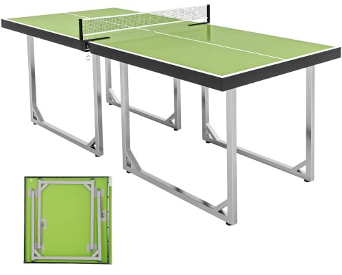 HOMCOM 6ft Table Tennis Table, Ping Pong Table with Net, Foldable and Portable Ping Pong Set for Indoor Use, Easy Assemble, Midsize, Green
