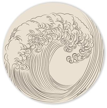 mubusi Tapis Vinyle Ronde Cuisine Salon - Différentes Tailles - (Tsunami 180x180 cm)