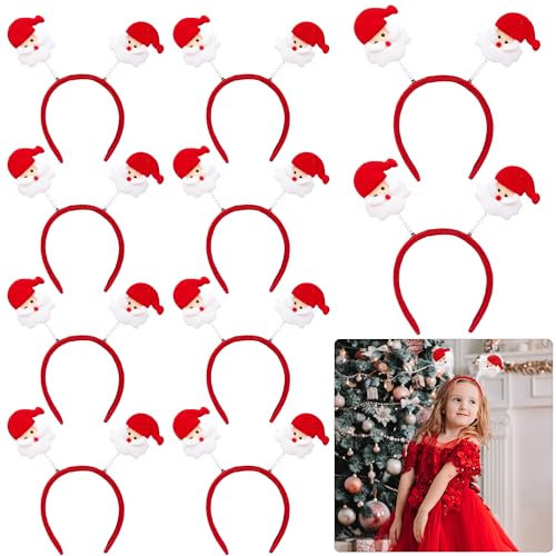 HOVUK 10 x Santa Weihnachten Head Boppers für Frauen Mädchen Xmas Party Cosplay Kopfbedeckung Kostüm Urlaub Spaß Festlich Stirnband
