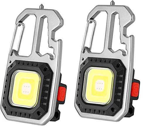 Czemo Mini Lampe de Travail LED Rechargeable 800 Lumens Mini Lampe de Poche, Lampe Porte clé, Lampes d'inspection Étanche Magnétique Baladeuse LED pour la Réparation de Camping Éclairage de Secours