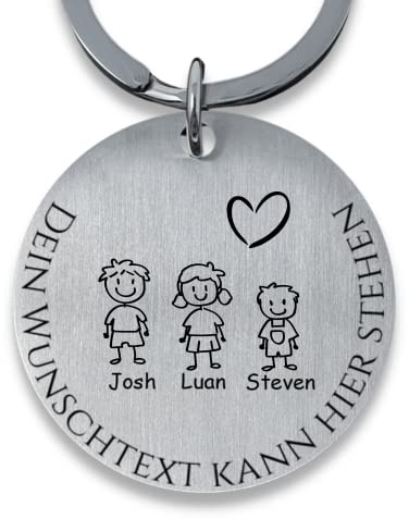 SMARTEON Personalisierter Schlüsselanhänger mit Gravur für Mama, Papa, Oma, Opa, mit Namen und Symbolen, individuelles Geschenk für Weihnachten, Geburtstag, Hochzeit, einzigartiges Andenken
