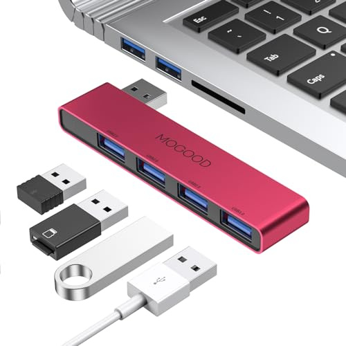 MOGOOD USB Hub 3.0, 4-Port USB-A Splitter, 5Gbps, für Laptop, Mac, PC | Plug & Play, kein Treiber nötig, kompatibel mit Windows, Linux, Tastatur, Maus, USB-Stick, Festplatte, Drucker & mehr