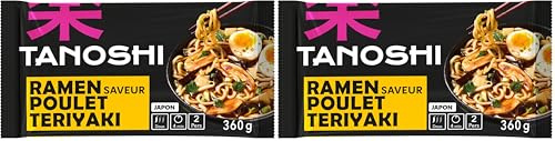 TANOSHI - Ramen Précuites Saveur Poulet Teriyaki - Nouilles Japonaises Instantanées - Pour 2 Personnes - 360 g