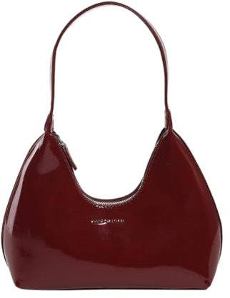Fiorky Borsa tote da donna in pelle verniciata Borsa versatile a mezzaluna Borsa a tracolla moda casual Borsa da ascella con cerniera Borsa shopper for ragazza (Vino Rosso)