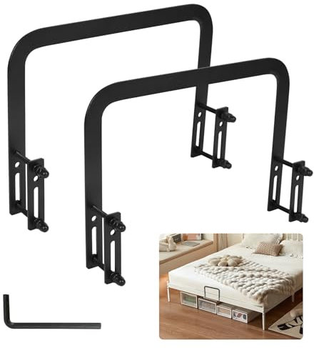 Matratzenhalter, 2/4 Stück Matratzenbügel, Rutschfester Matratzenstopper, Matratze Verrutscht, Verhindern Matratzen-Haltestange, Matratzen-Gleitstopper, Einfach Anzubringen Für Bettrahmen (2, Schwarz)