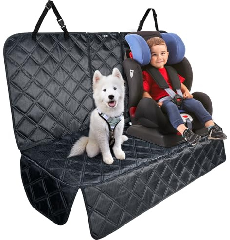 KYG Hundedecke Auto Rückbank, Wasserdicht Abnehmbarer Schutz, Hochwertiger Auto Rücksitz Rücksitzschutz Für Hunde, Universell für Isofix Autositz Schoner Rückbank mit 1 Hundegurt 135x58x45 cm